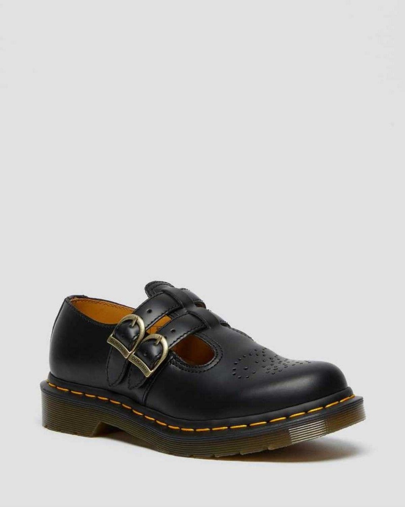 Dark Grey DR Martens 8065 Smooth Leather Mary Jane Shoes | 9507HKBOS