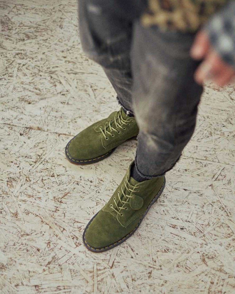 Green DR Martens 101 Made in England Suede Ankle Boots | 2083WAMLK