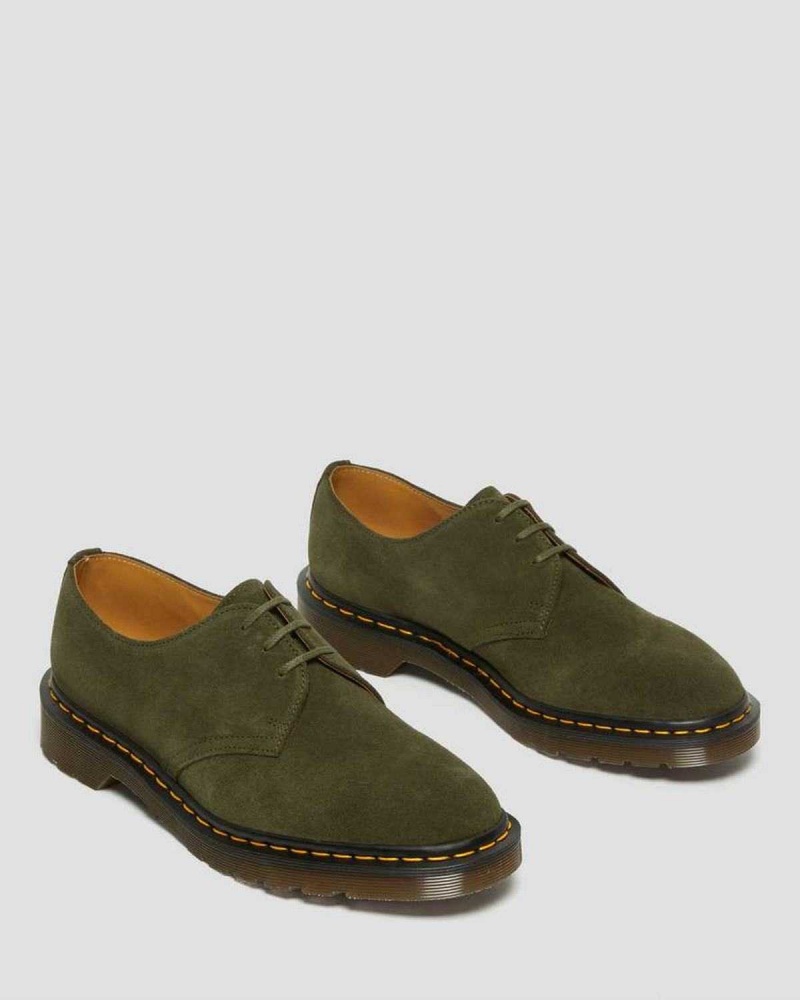 Green DR Martens 1461 Made in England Buck Suede Oxford Shoes | 4971ESNJZ