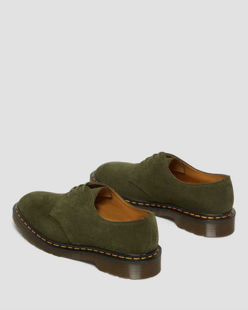 Green DR Martens 1461 Made in England Buck Suede Oxford Shoes | 4971ESNJZ