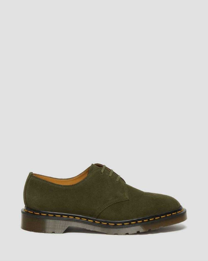 Green DR Martens 1461 Made in England Buck Suede Oxford Shoes | 4971ESNJZ