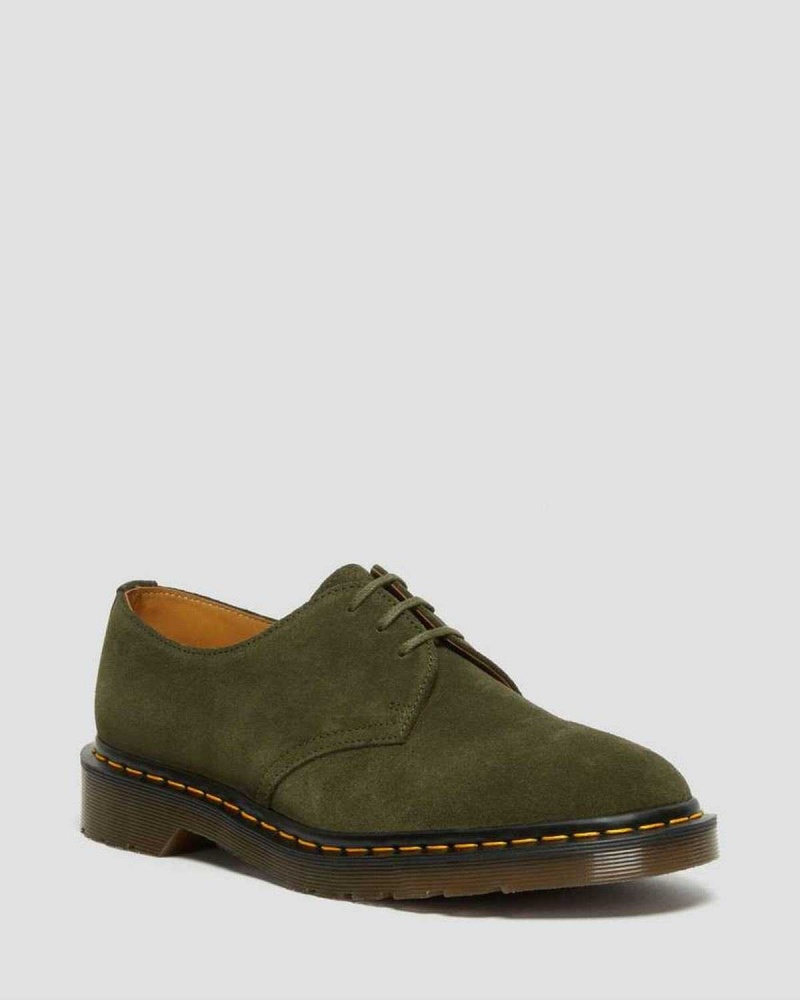 Green DR Martens 1461 Made in England Buck Suede Oxford Shoes | 4971ESNJZ