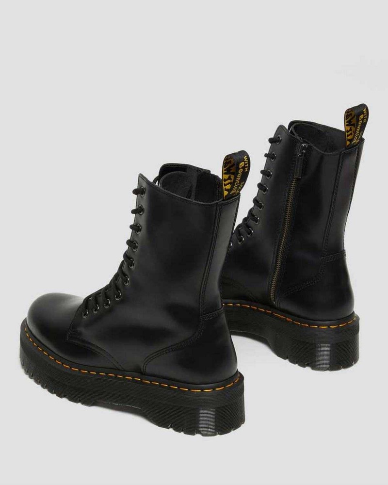 Green DR Martens Jadon Hi Smooth Leather Platform Boots | 8497ITWYN