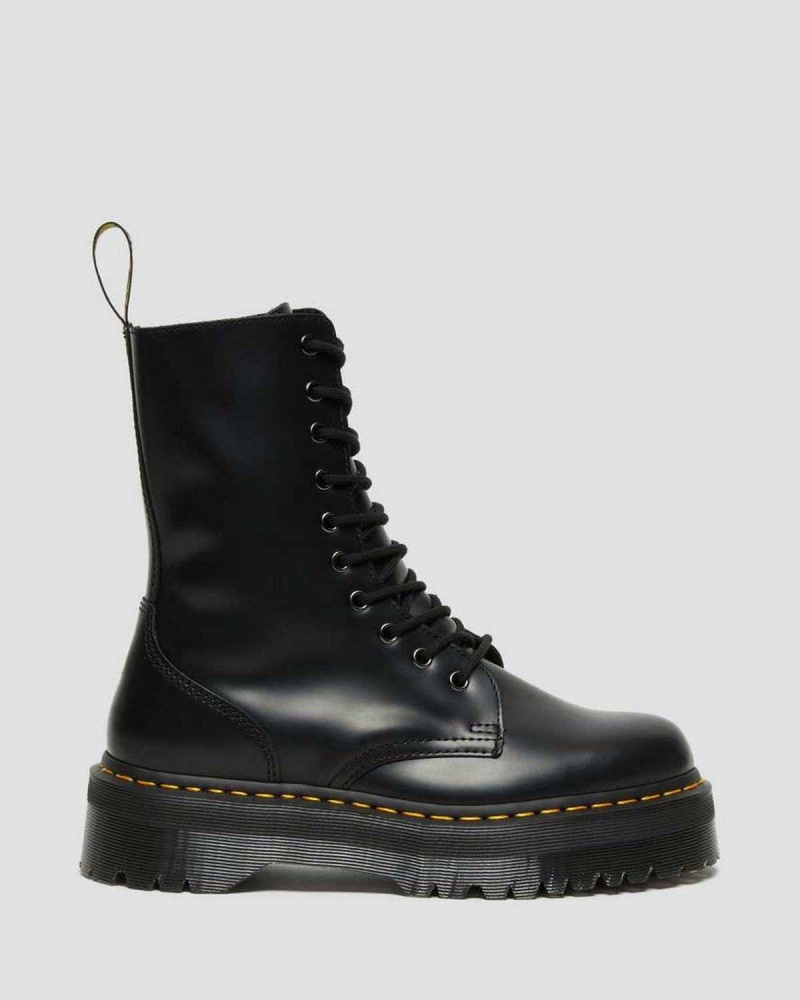 Green DR Martens Jadon Hi Smooth Leather Platform Boots | 8497ITWYN