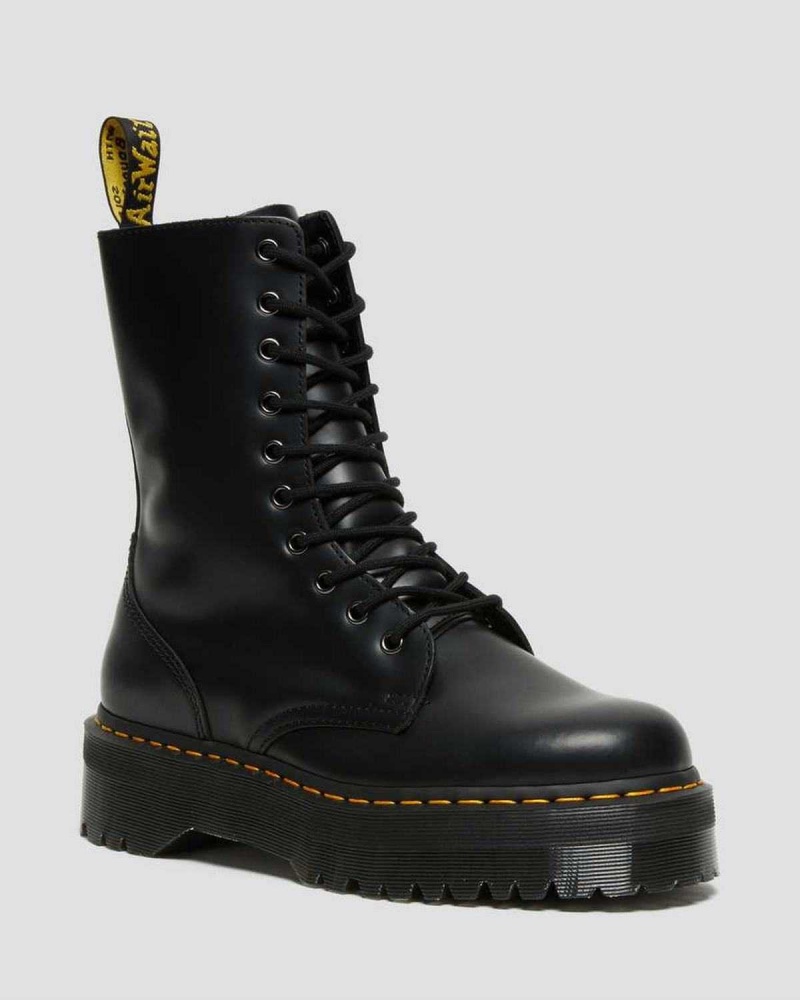 Green DR Martens Jadon Hi Smooth Leather Platform Boots | 8497ITWYN