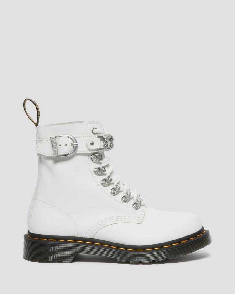 Khaki Green DR Martens 1460 Pascal Chain Leather Lace Up Boots | 5748KDENJ