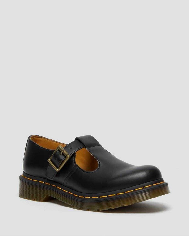 Navy DR Martens Polley Smooth Leather Mary Janes | 4687RYWXK