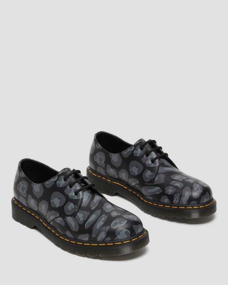 Pink DR Martens 1461 Distorted Leopard Print Oxford Shoes | 2568SRZIC