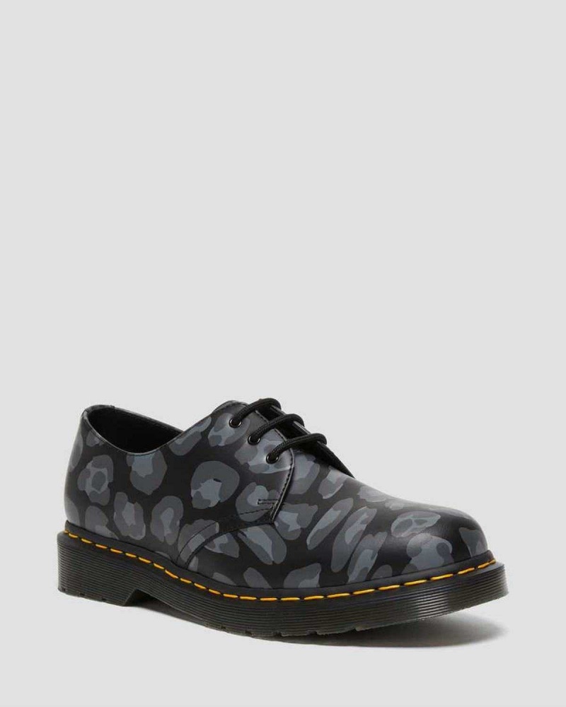 Pink DR Martens 1461 Distorted Leopard Print Oxford Shoes | 2568SRZIC