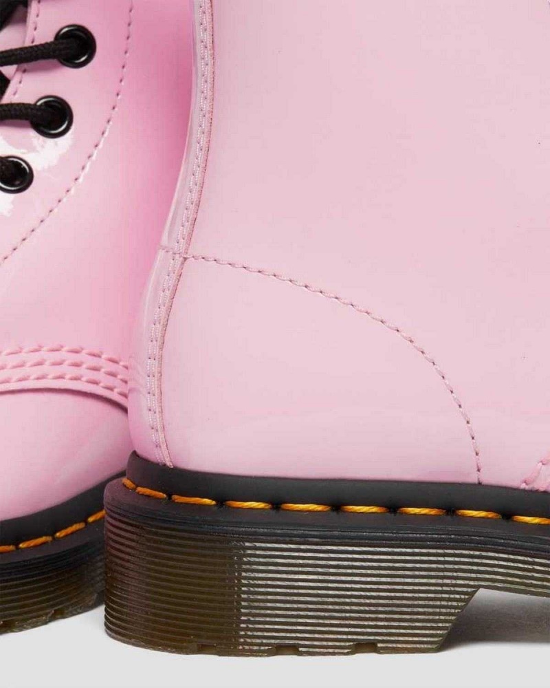 Pink Red DR Martens 1460 Patent Leather Lace Up Boots | 6097FGTCA