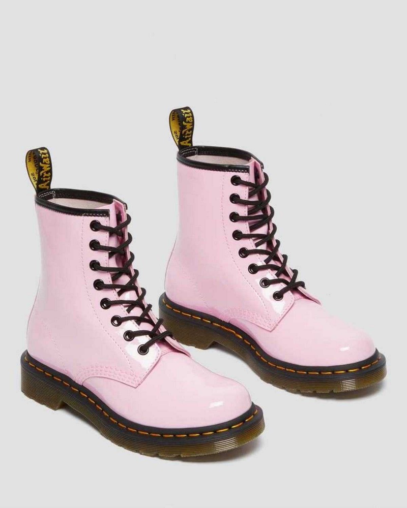 Pink Red DR Martens 1460 Patent Leather Lace Up Boots | 6097FGTCA