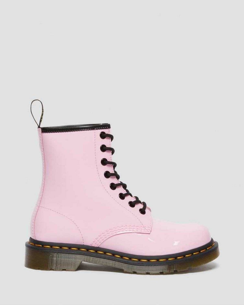 Pink Red DR Martens 1460 Patent Leather Lace Up Boots | 6097FGTCA