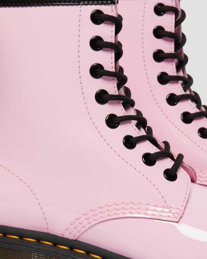 Pink Red DR Martens 1460 Patent Leather Lace Up Boots | 6097FGTCA