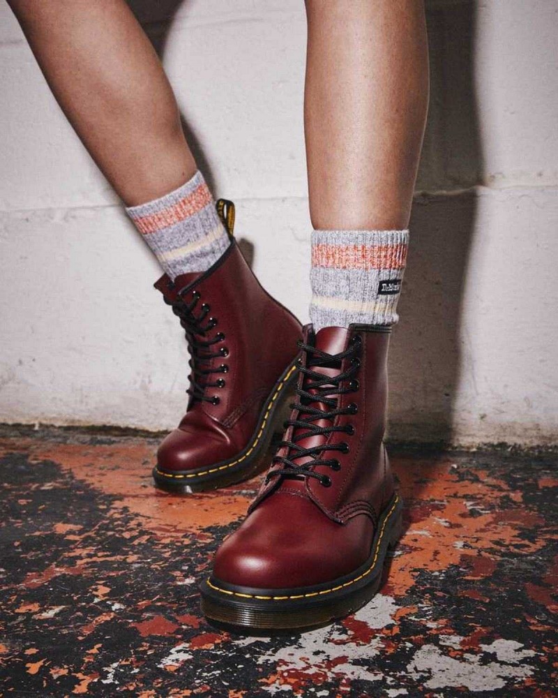 Pink Red DR Martens 1460 Smooth Leather Lace Up Boots | 3184LYDVQ