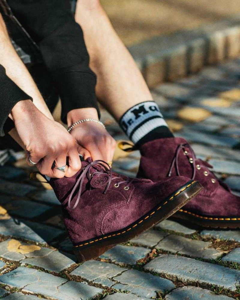 Purple DR Martens 101 Suede Ankle Boots | 6271PDLQJ