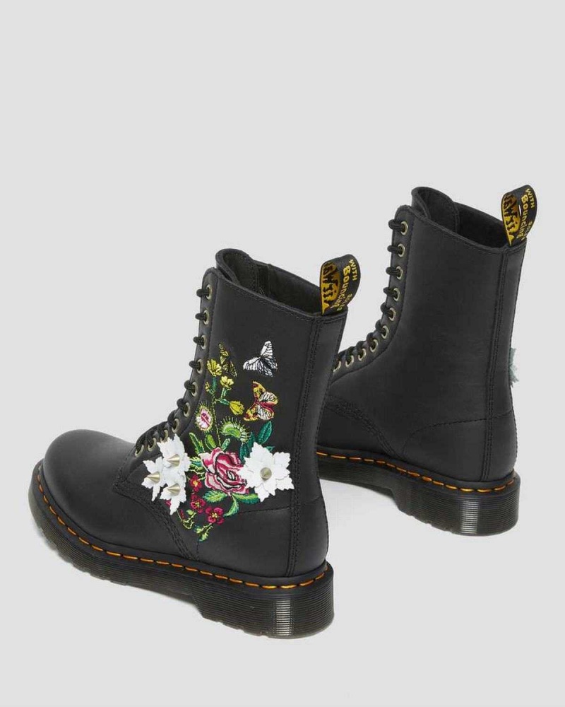 Red DR Martens 1490 Floral Bloom Leather Mid-Calf Boots | 5123OSLDJ