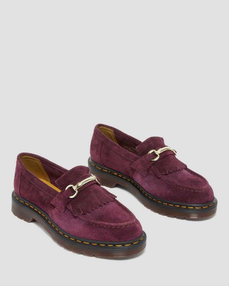 Red DR Martens Adrian Snaffle Suede Loafers | 8102SATQO