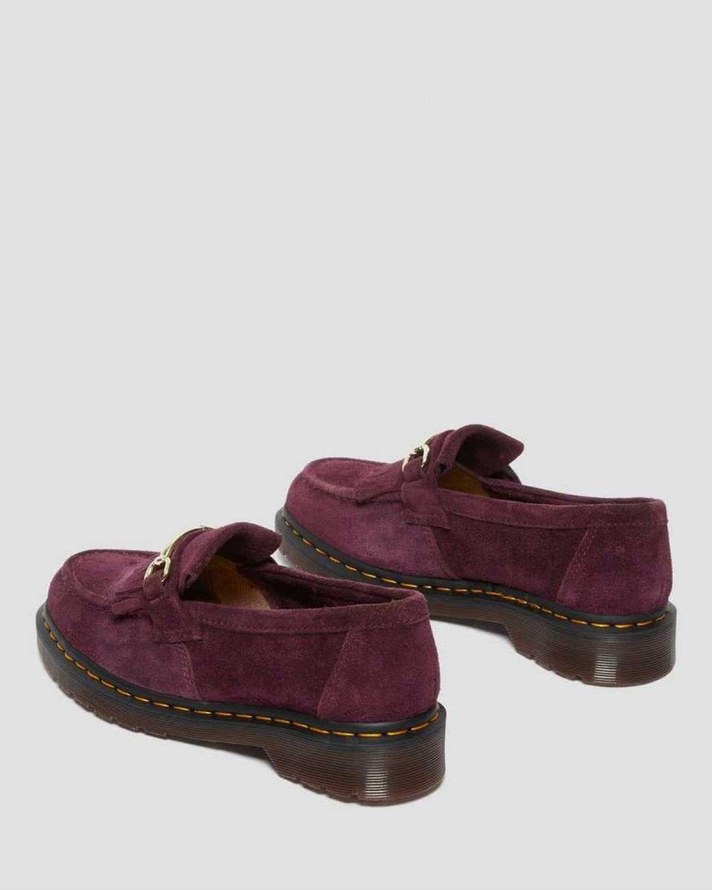 Red DR Martens Adrian Snaffle Suede Loafers | 8102SATQO