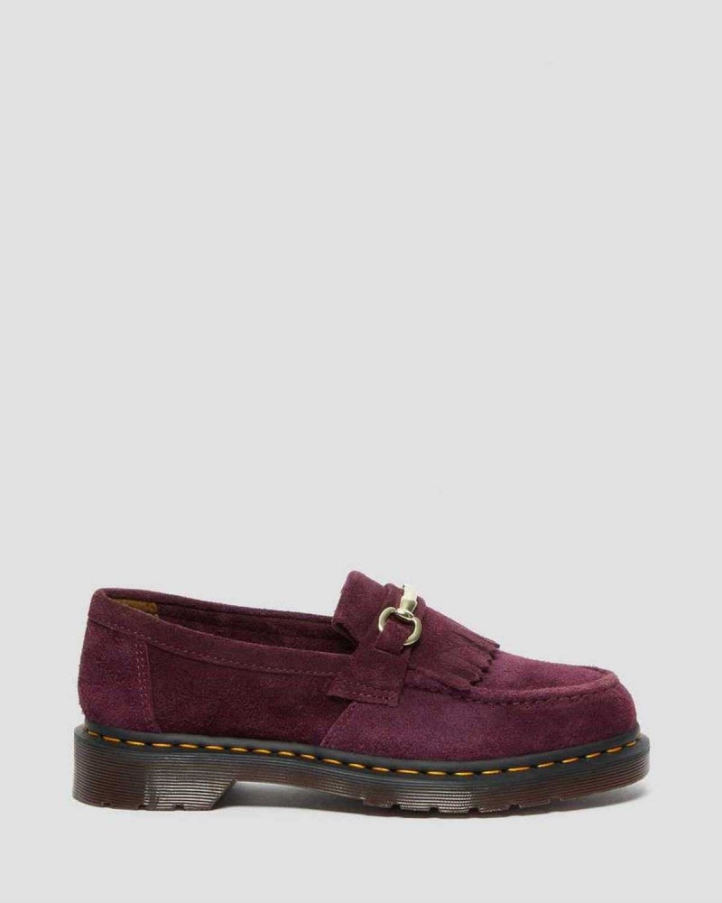 Red DR Martens Adrian Snaffle Suede Loafers | 8102SATQO