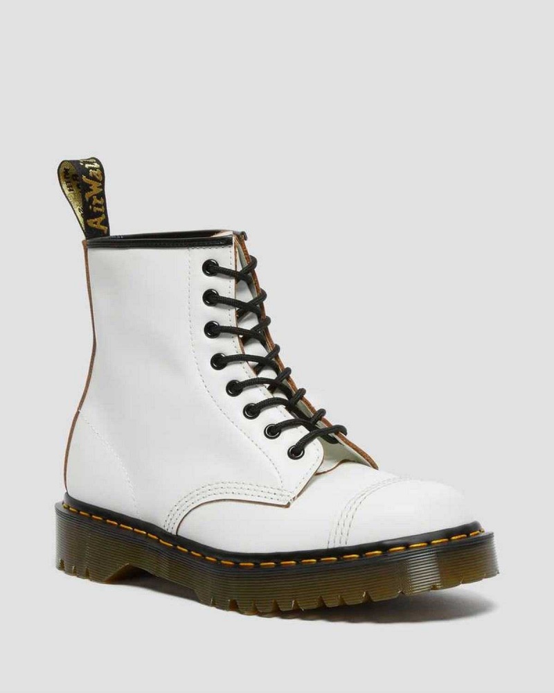 White DR Martens 1460 Bex Made in England Toe Cap Lace Up Boots | 2869GATKY