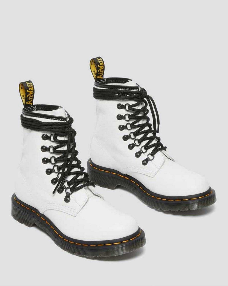 White DR Martens 1460 Laced Virginia Leather Lace Up Boots | 5683IMJRQ