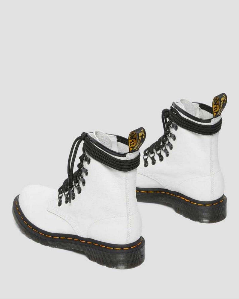 White DR Martens 1460 Laced Virginia Leather Lace Up Boots | 5683IMJRQ