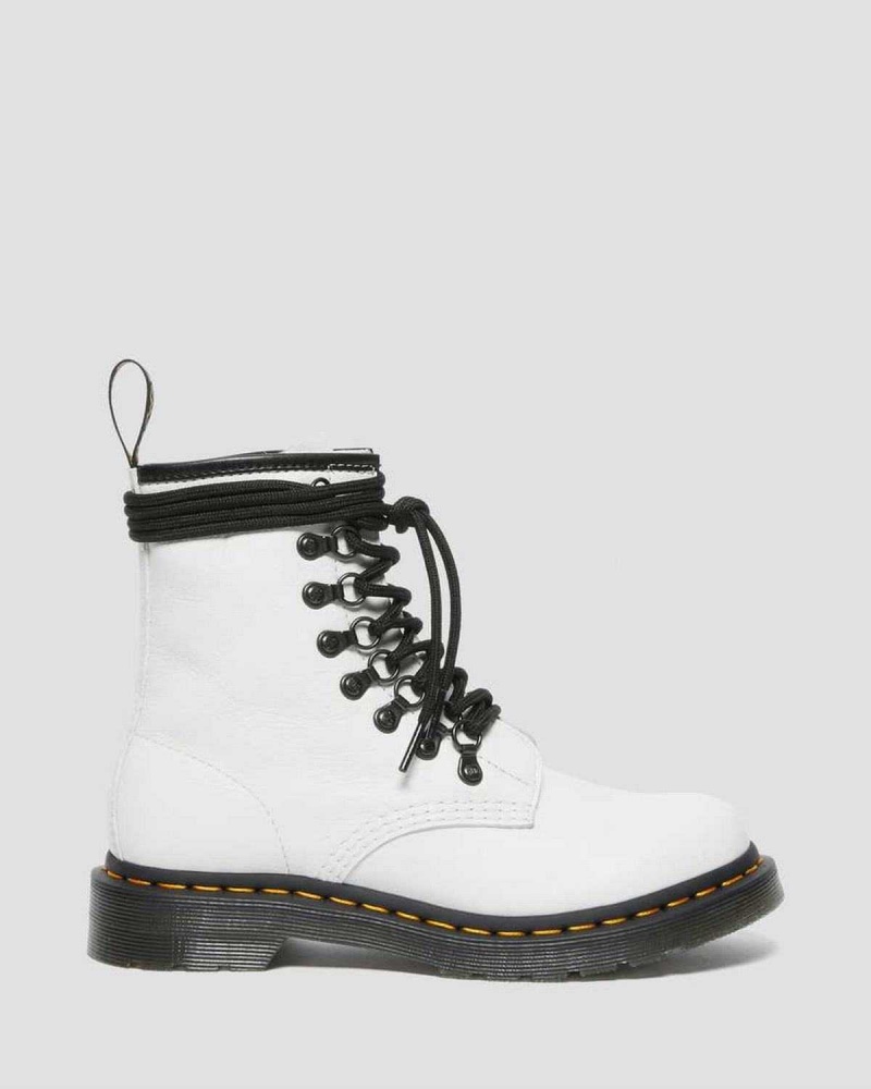 White DR Martens 1460 Laced Virginia Leather Lace Up Boots | 5683IMJRQ