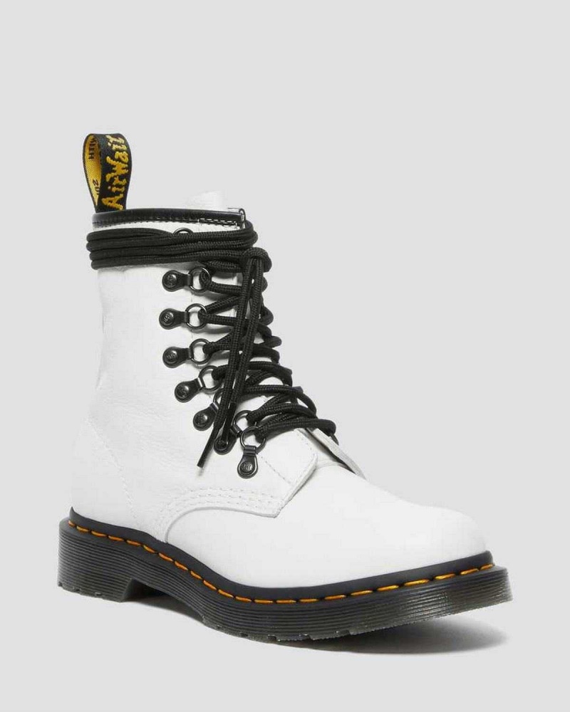 White DR Martens 1460 Laced Virginia Leather Lace Up Boots | 5683IMJRQ