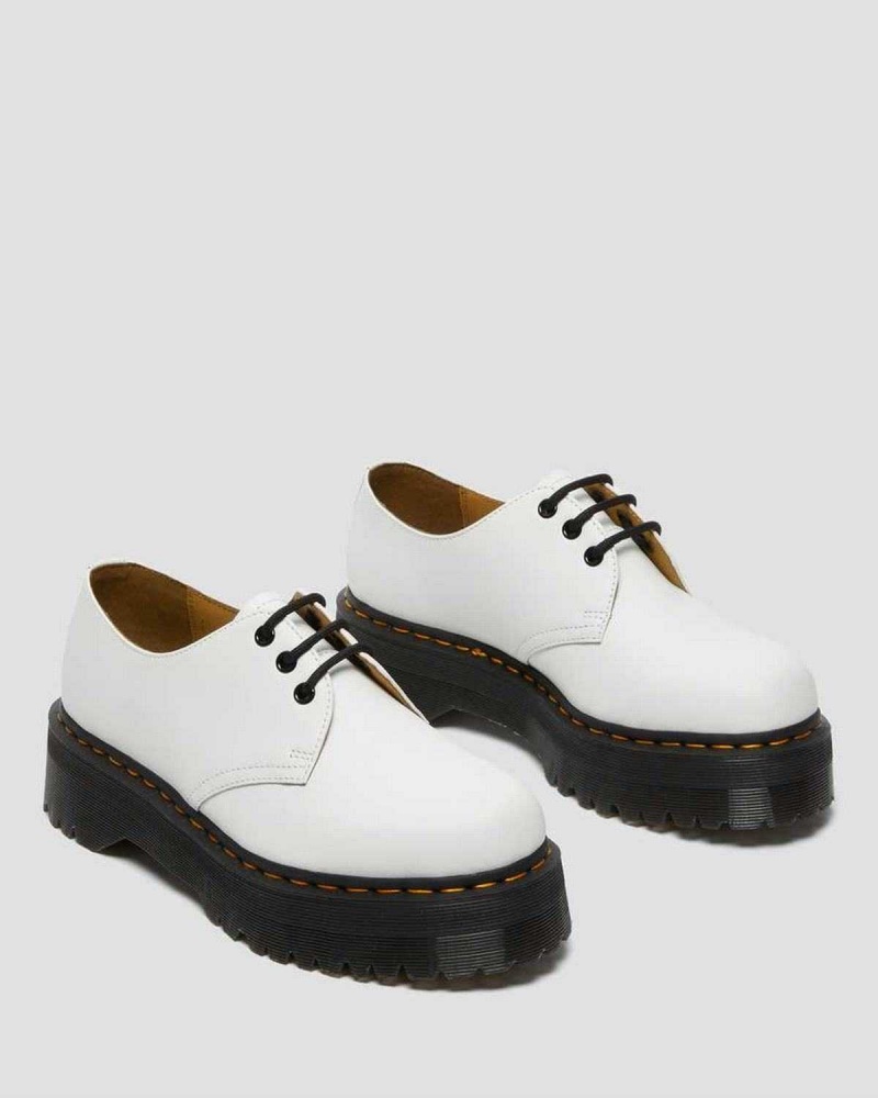 White DR Martens 1461 Smooth Leather Platform Shoes | 9014KBETV