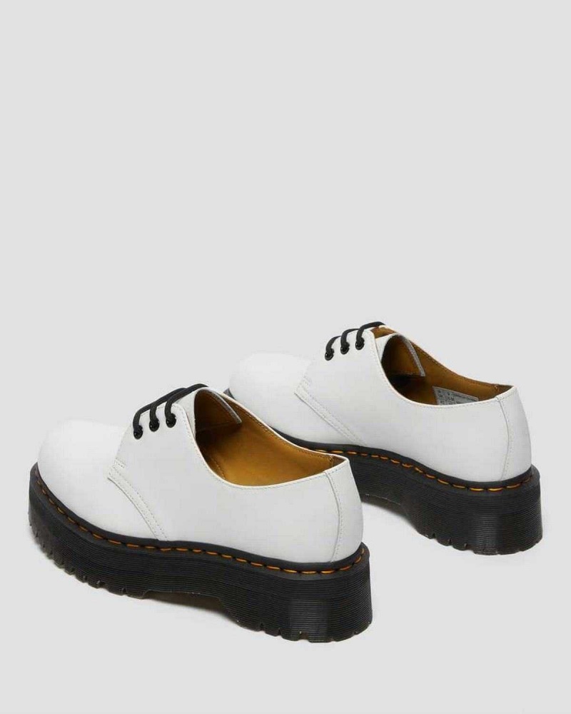 White DR Martens 1461 Smooth Leather Platform Shoes | 9014KBETV