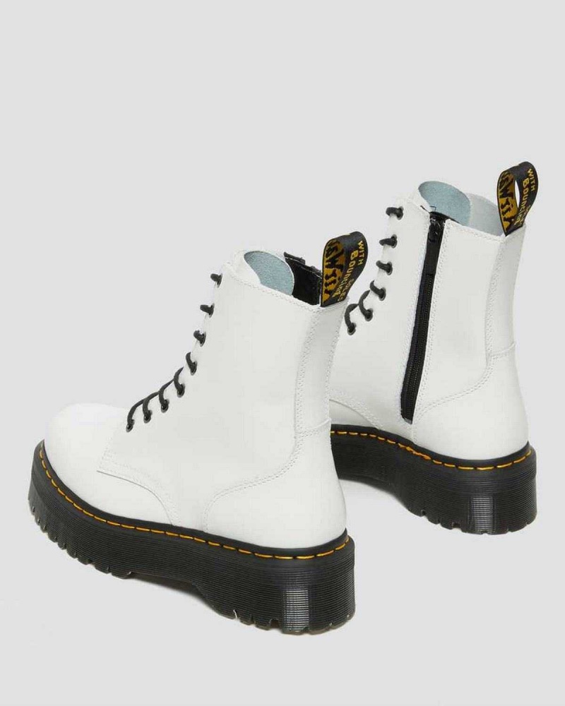 White DR Martens Jadon Smooth Leather Platform Boots | 3589CLDYR