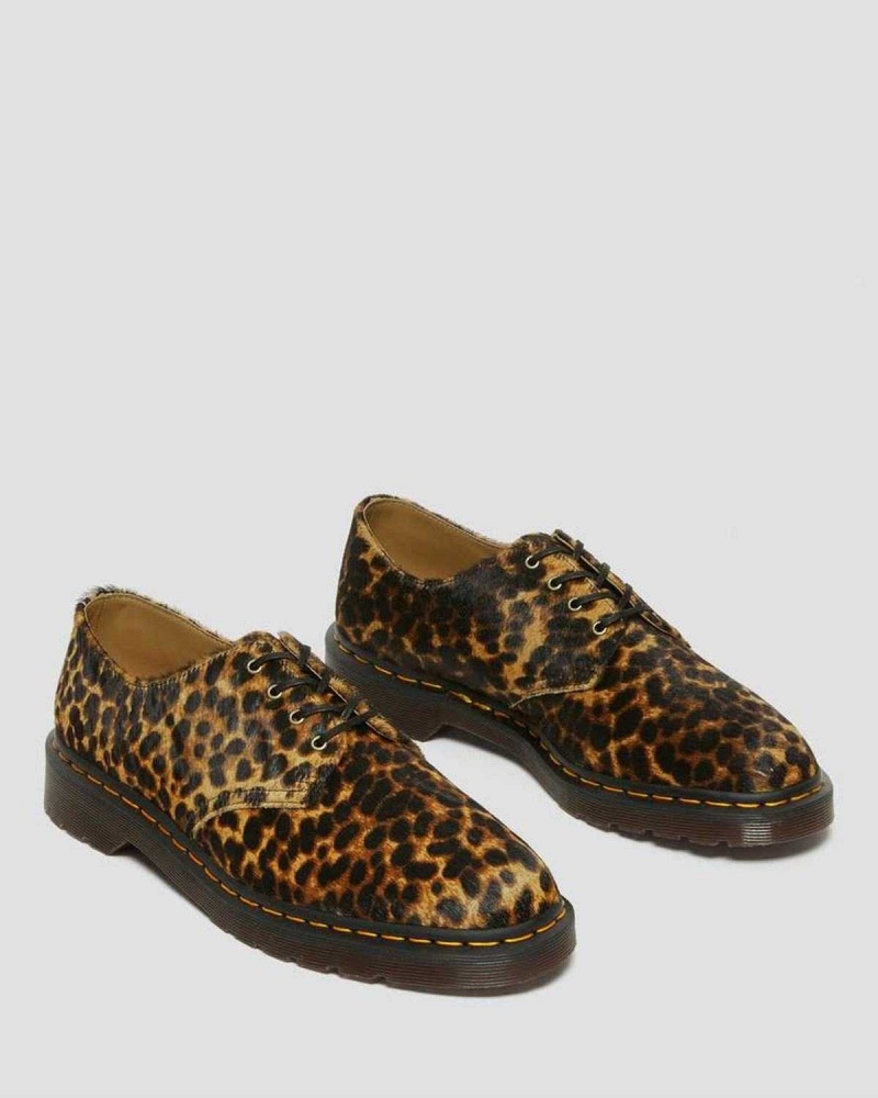 White DR Martens Smiths Hair On Leopard Print Dress Shoes | 0965PNLKT