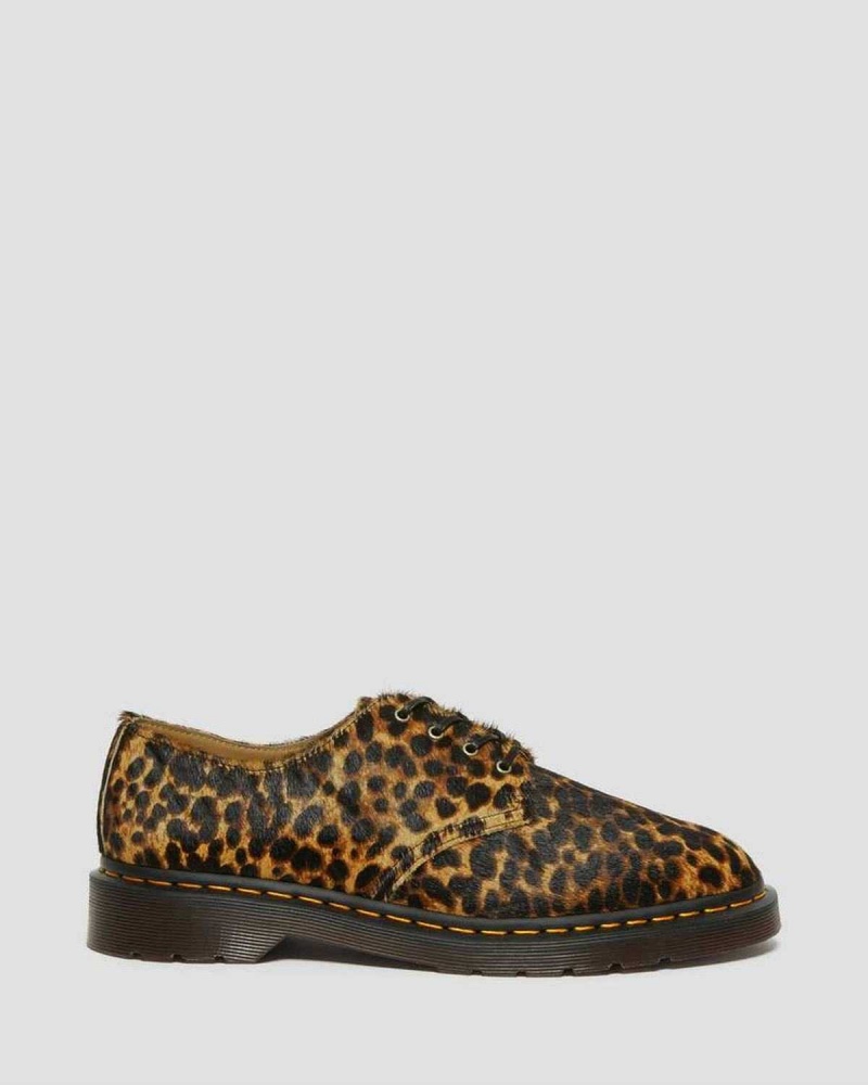 White DR Martens Smiths Hair On Leopard Print Dress Shoes | 0965PNLKT