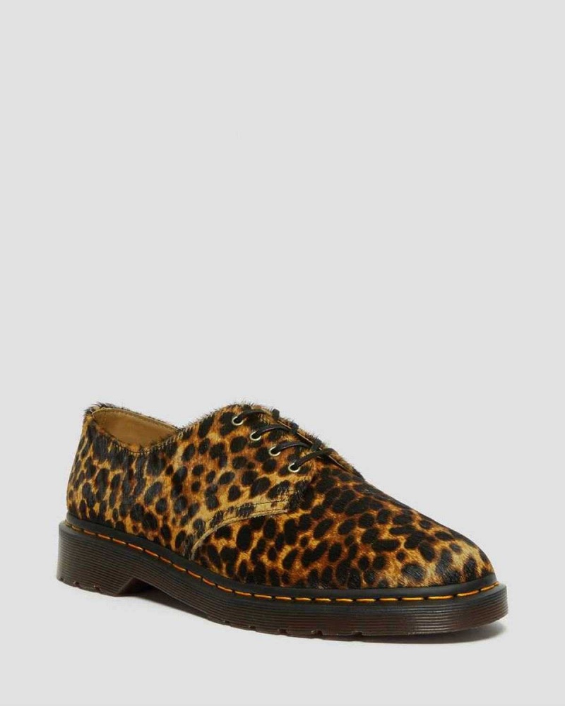 White DR Martens Smiths Hair On Leopard Print Dress Shoes | 0965PNLKT