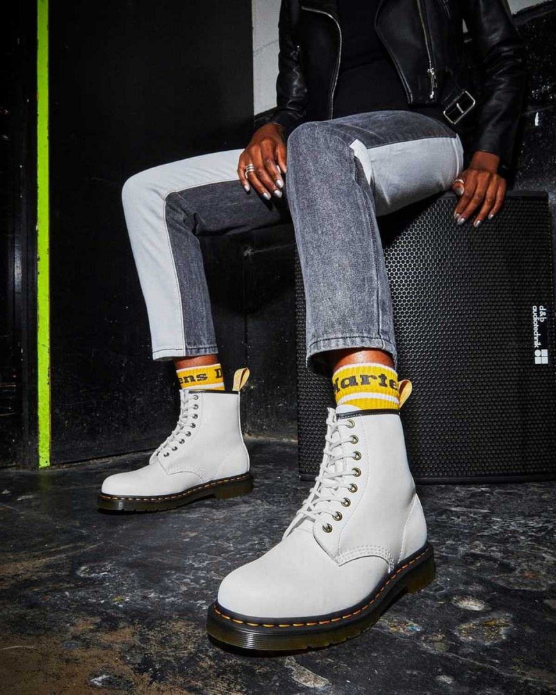 White DR Martens Vegan 1460 Kemble Lace Up Boots | 2854ZGBEA