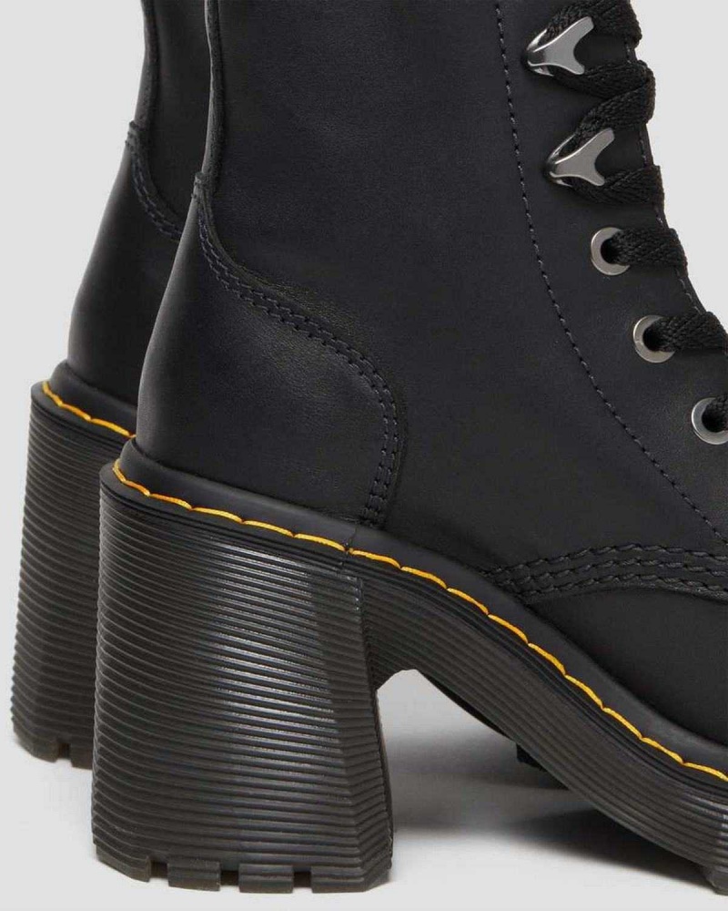 Yellow DR Martens Jesy Sendal Leather Lace Up Flared Heel Boots | 1236FNRIE